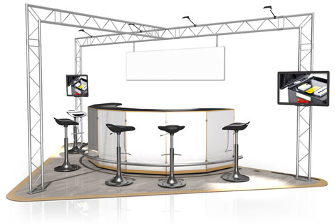 Messestand udstilling 3x5 mtr bar messe disk kundevenlig