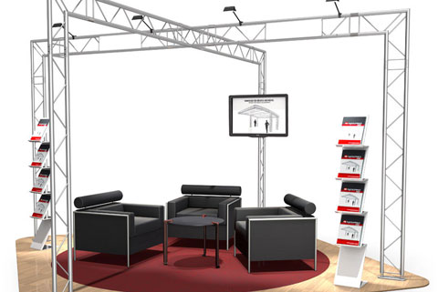 Messestand udstilling 3x3 mtr stige truss 4 ben