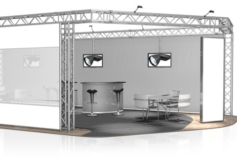 Messestand udstilling 3x5 mtr to barer messe disk unik