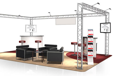 Messestand udstilling 6x4 mtr trekant bro truss 4 ben